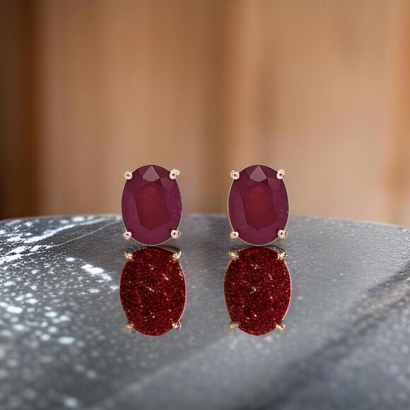 Natural Ruby Stud Earrings 14k White Gold 3.0 TCW Certified $1,390 311042 - Picture 3 of 11